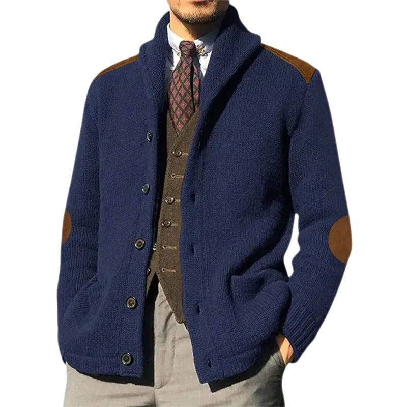 Cardigan Homme Élégant avec Col Châle Classique et Détails Raffinés