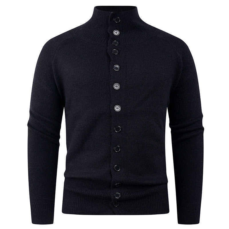 Cardigan Homme en Maille avec Col Montant & Boutonnage Classique