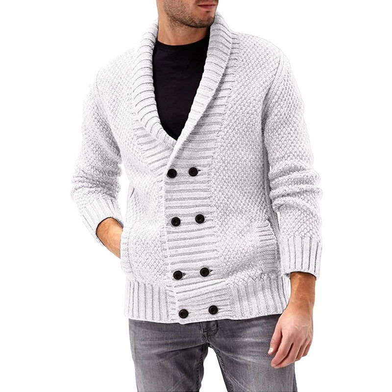 Cardigan Homme à Double Boutonnage avec Design Structuré