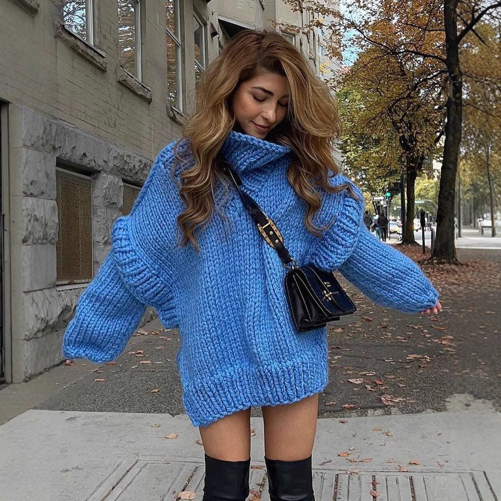 Bernadelle | Pull Femme Oversized en Maille Épaisse avec Col Roulé et Manches Côtelées