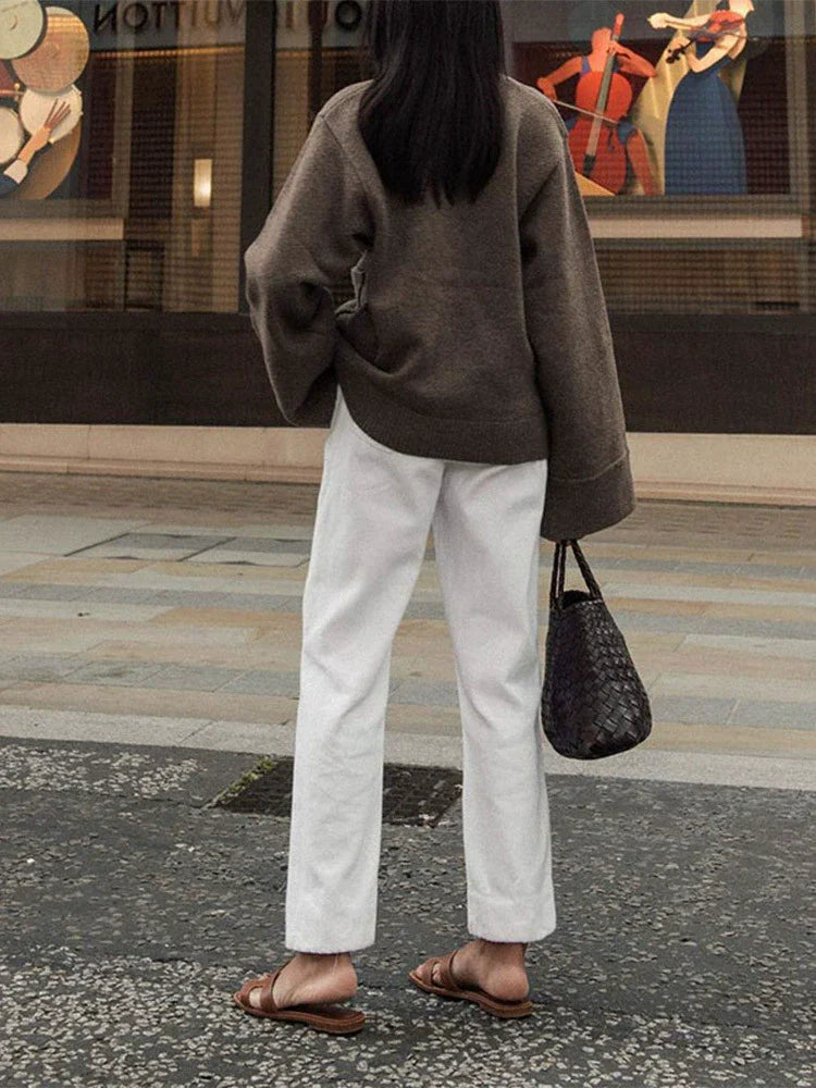 Émilienne | Cardigan Femme Oversized en Mélange Laine avec Col V et Boutons sur le Devant