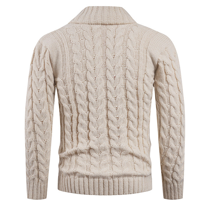 Cardigan Homme en Maille Torsadée avec Col Châle Élégant