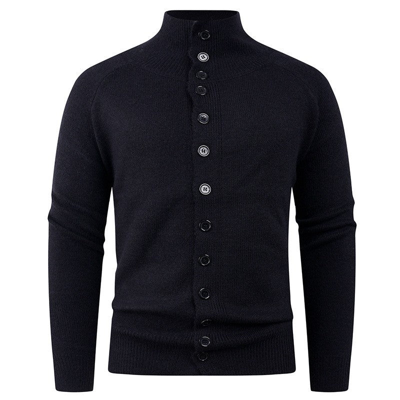 Cardigan Homme en Maille avec Col Montant & Boutonnage Classique