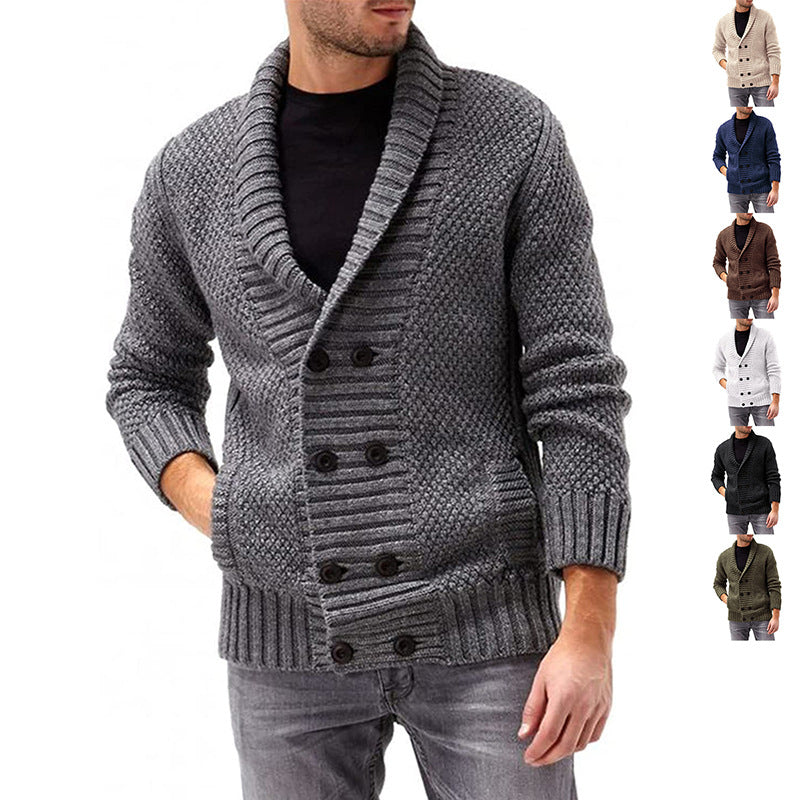 Cardigan Homme à Double Boutonnage avec Design Structuré