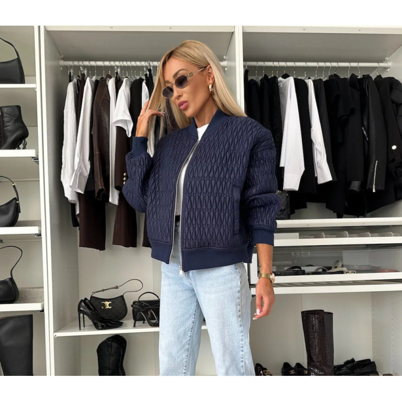 Anceline | Veste Bomber Femme Matelassée Légère Zippée Unicolore