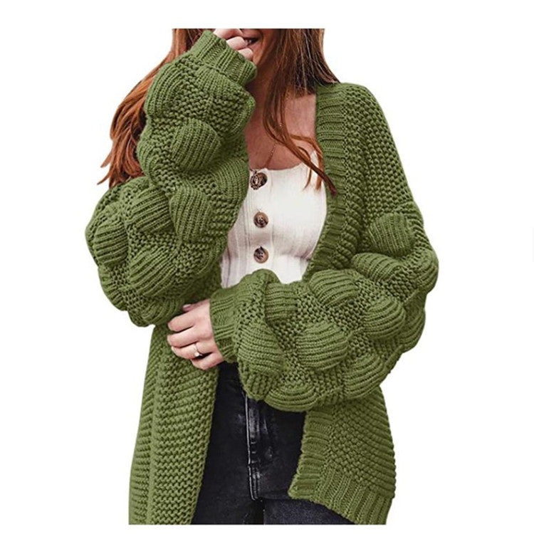 Cardigan Femme Voluminous avec Manches Bouffantes et Coupe Confortable