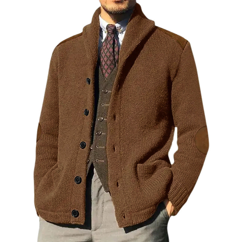 Cardigan Homme Élégant avec Col Châle Classique et Détails Raffinés