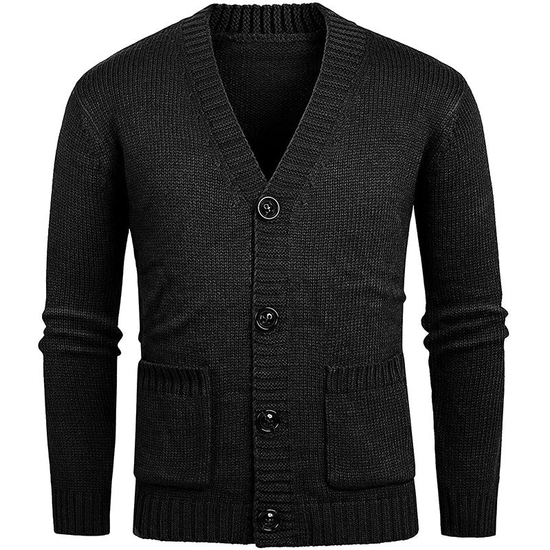 Gilet Homme en Gros Tricot avec Col V Classique et Poches Pratiques
