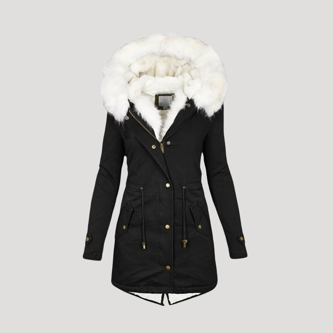 Parka Hiver Femme | Capuche Fourrure et Taille Ceinturée