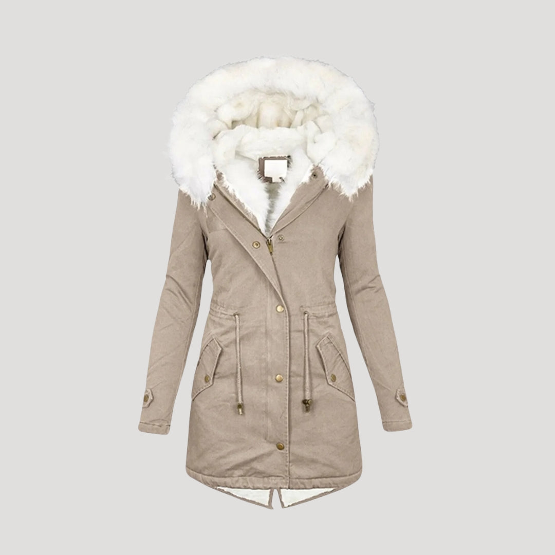 Parka Hiver Femme | Capuche Fourrure et Taille Ceinturée