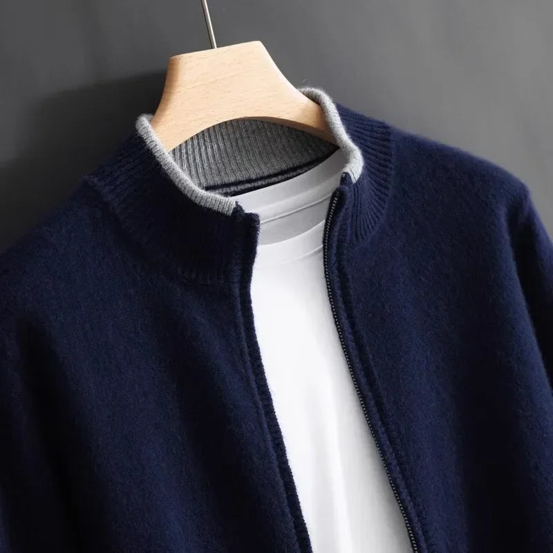 Edwin | Cardigan Homme Zippé Style Minimaliste avec Col Montant