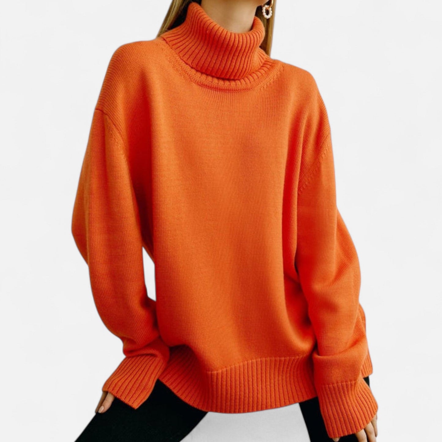 Oversized Turtleneck Sweater Femme | Pull Col Roulé Ample | Maille Épaisse & Confort Élégant