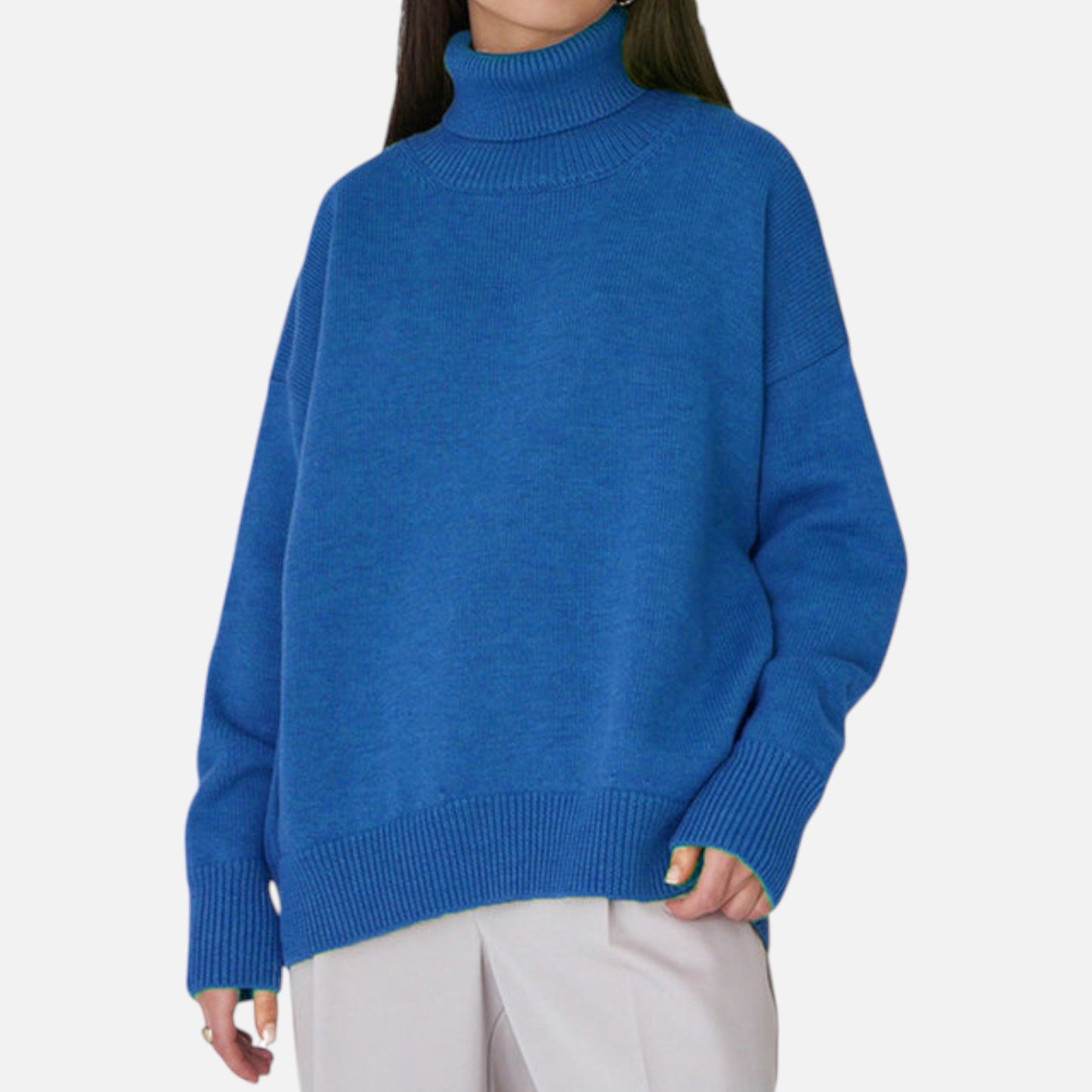 Oversized Turtleneck Sweater Femme | Pull Col Roulé Ample | Maille Épaisse & Confort Élégant