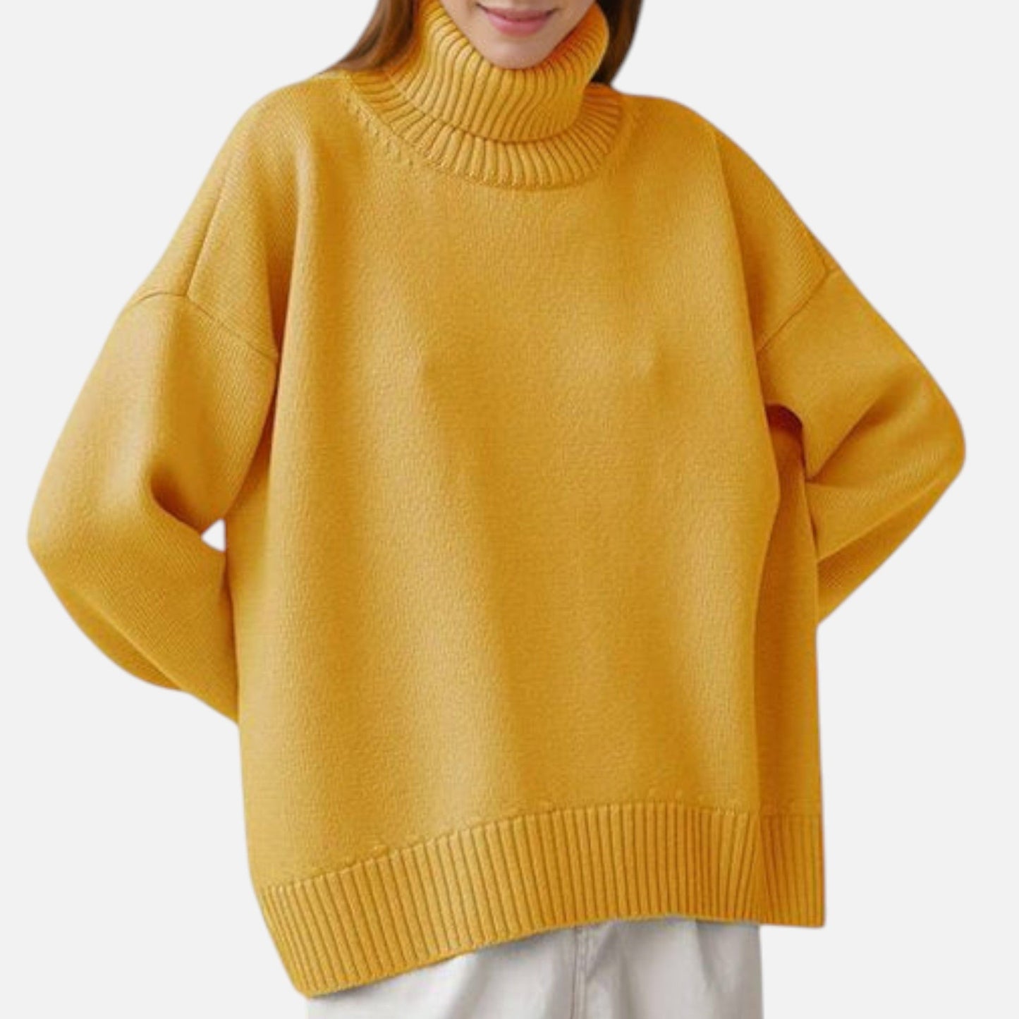 Oversized Turtleneck Sweater Femme | Pull Col Roulé Ample | Maille Épaisse & Confort Élégant