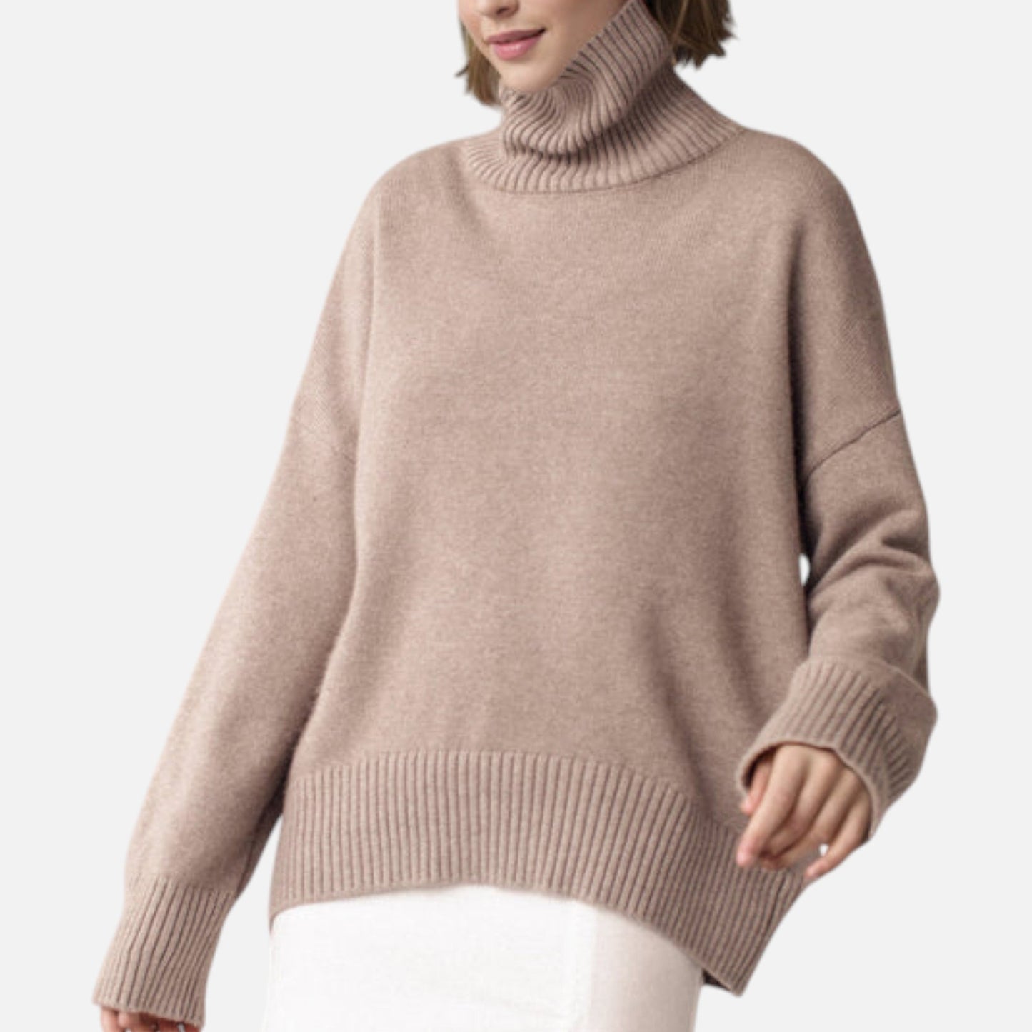Oversized Turtleneck Sweater Femme | Pull Col Roulé Ample | Maille Épaisse & Confort Élégant