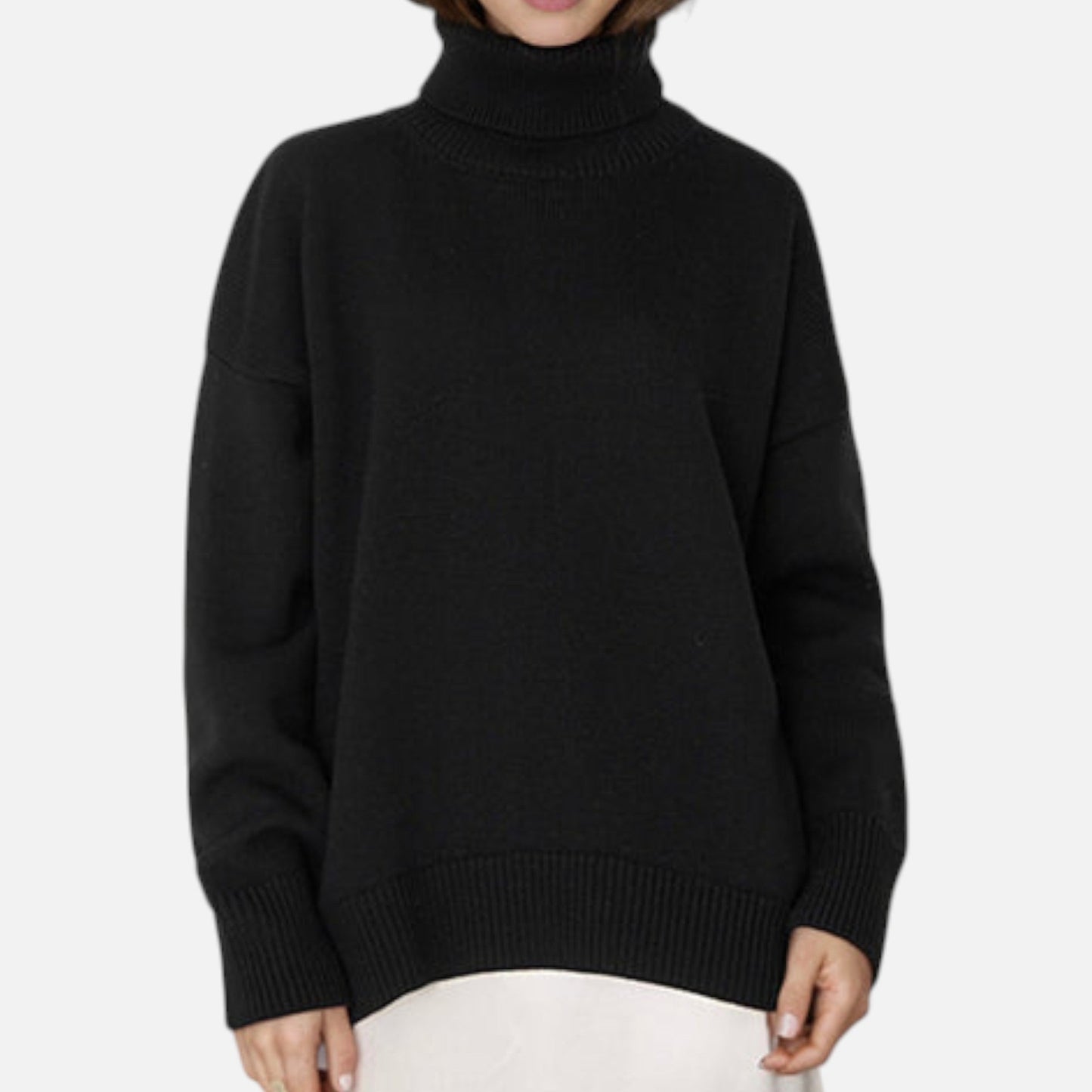 Oversized Turtleneck Sweater Femme | Pull Col Roulé Ample | Maille Épaisse & Confort Élégant