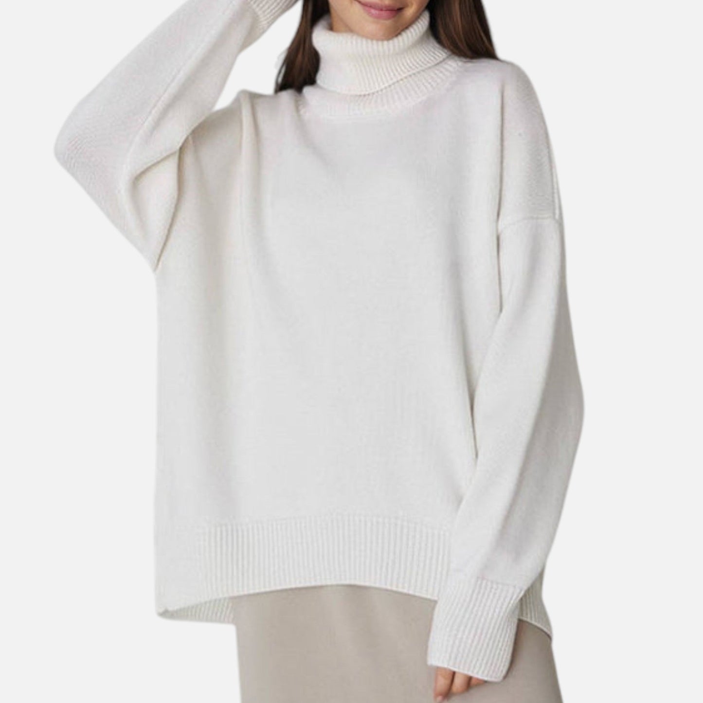 Oversized Turtleneck Sweater Femme | Pull Col Roulé Ample | Maille Épaisse & Confort Élégant