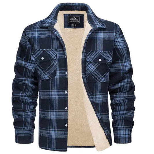 Ambroise | Veste Chemise Homme à Carreaux Hiver avec Boutons et Doublure Chaude Polaire