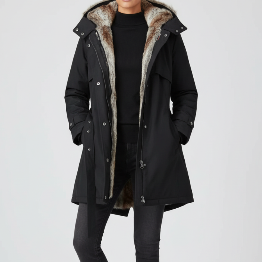 Classic Parka Femme | Parka à Capuche avec Ceinture, Doublure Douce et Extérieur Imperméable