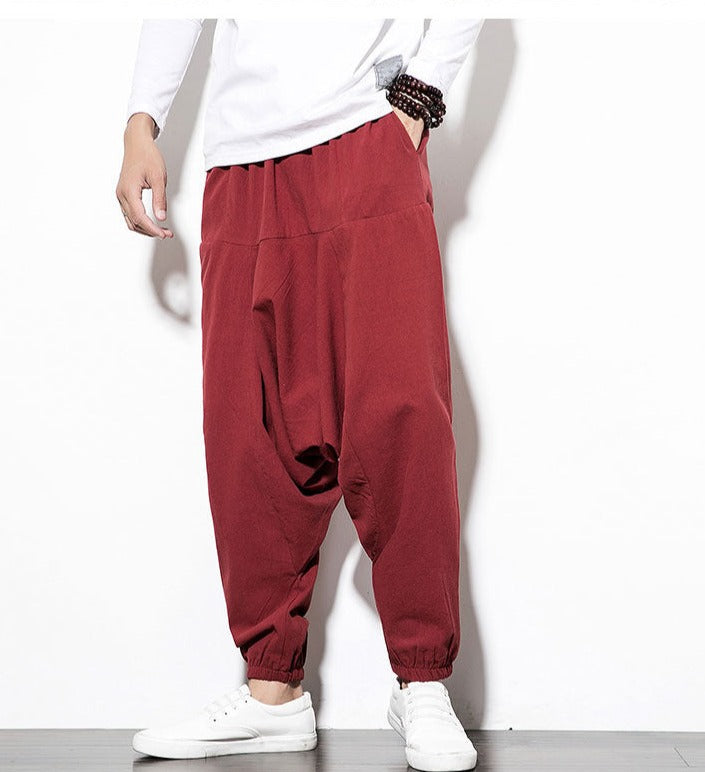 Angevin | Pantalon Jogger Homme Harem Fit Taille Élastique à Cordon, Style Baggy Moderne
