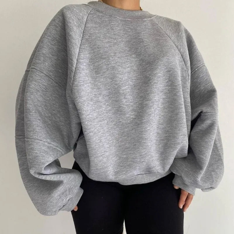 Doriane | Sweatshirt Oversize Femme à Col Rond Minimaliste et Confortable