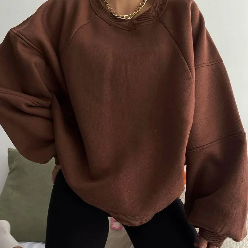 Doriane | Sweatshirt Oversize Femme à Col Rond Minimaliste et Confortable