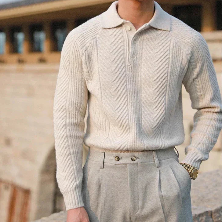 Pull en cachemire pour homme avec col polo – Chic, Doux & Confortable