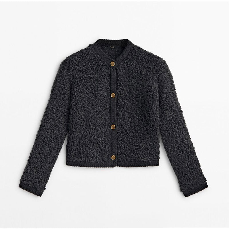 Désirée | Cardigan Femme Boutonné en Teddy Doux et Chaud