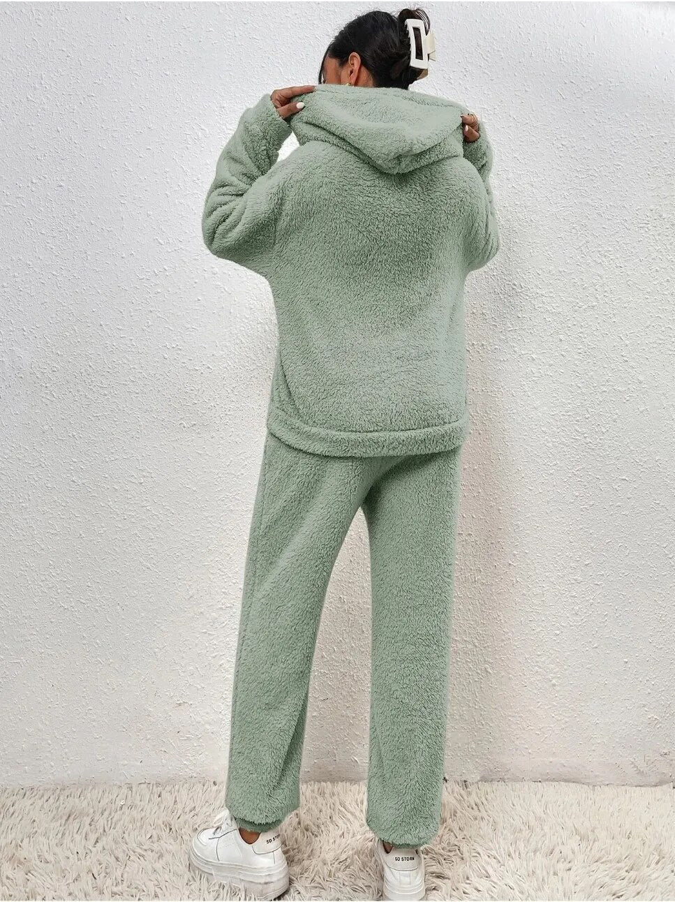 Louise | Ensemble lounge Teddy femme – Sweat à capuche et jogging assorti chaud et confortable