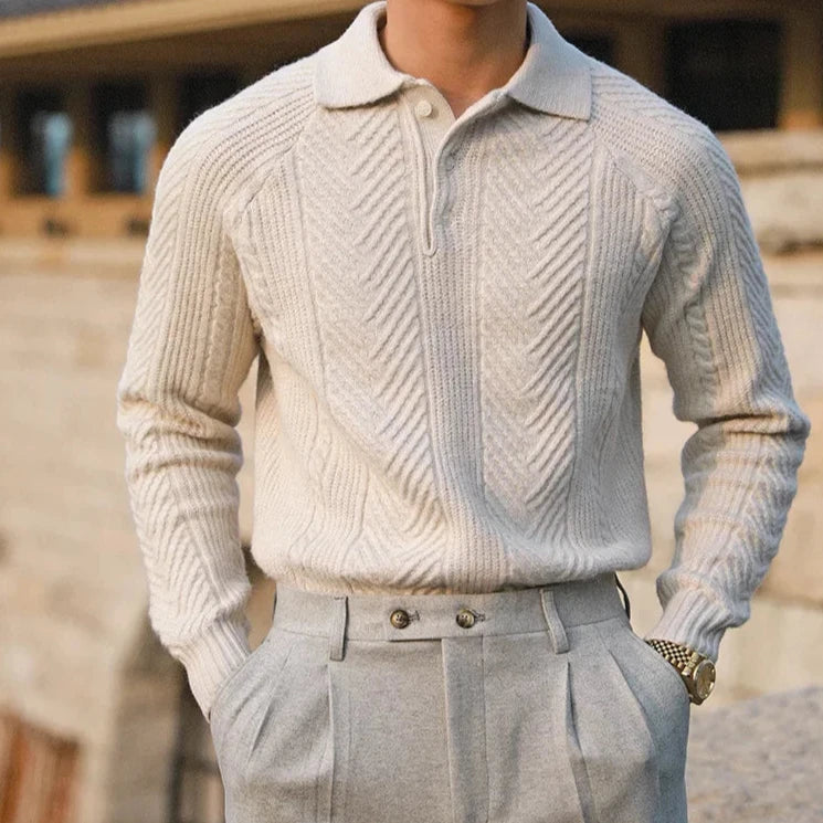Pull en cachemire pour homme avec col polo – Chic, Doux & Confortable