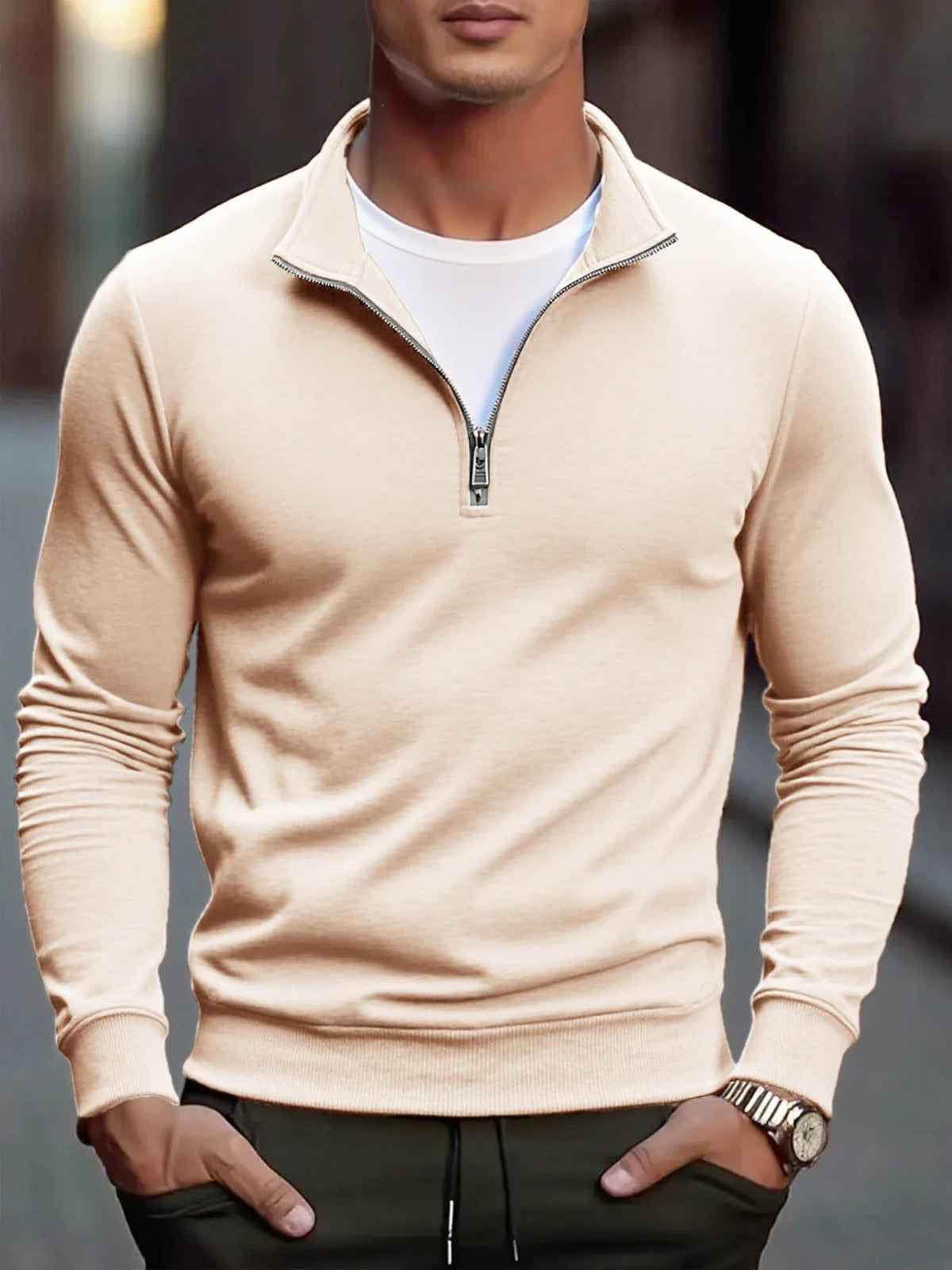 Pull Homme Zip Court Col Montant | Trui Casual Confortable et Moderne