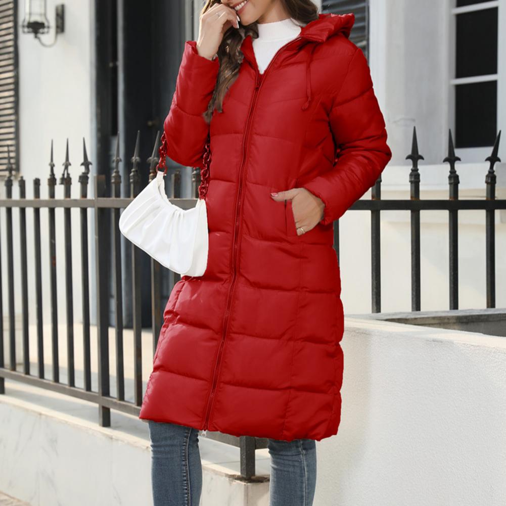 Annabelle | Manteau Long Duvet pour Femme avec Capuche à Cordon et Fermeture Zippée