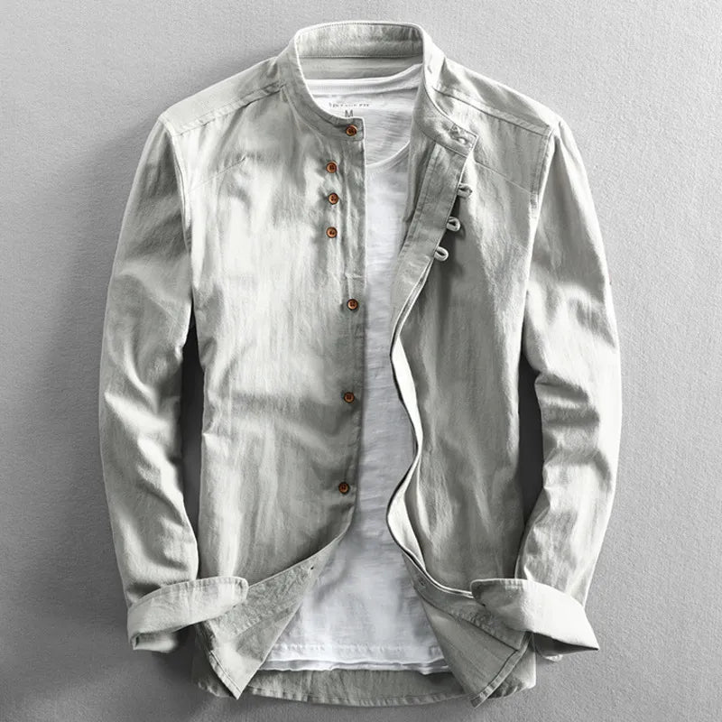 Chemise à manches longues avec col montant – Élégante, moderne & polyvalente