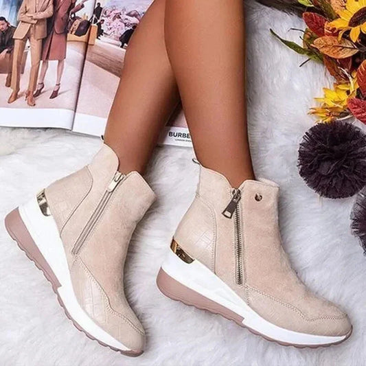 Soizic | Bottines Femme Modernes à Plateforme et Zip Latéral