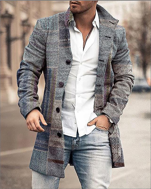 Tristan | Manteau Homme à Carreaux Style Chic avec Col Revers et Boutons