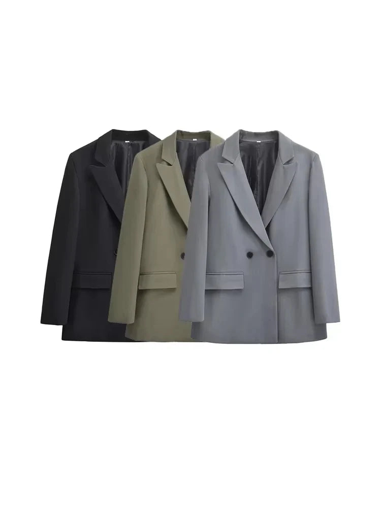 Blazer Femme Double Boutonnage | Élégance Structurée et Style Minimaliste
