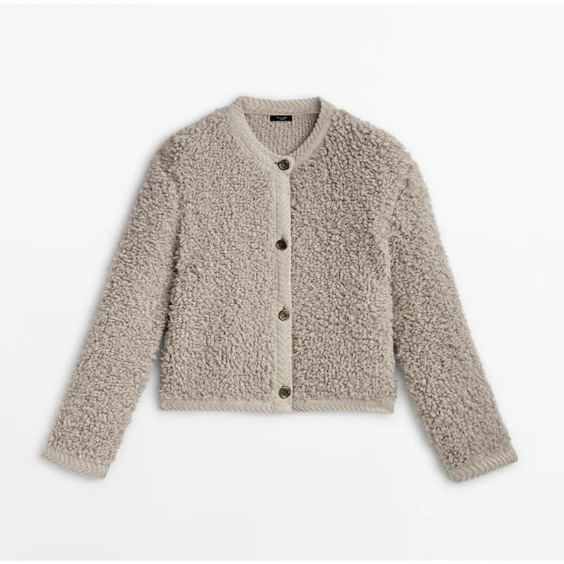 Désirée | Cardigan Femme Boutonné en Teddy Doux et Chaud