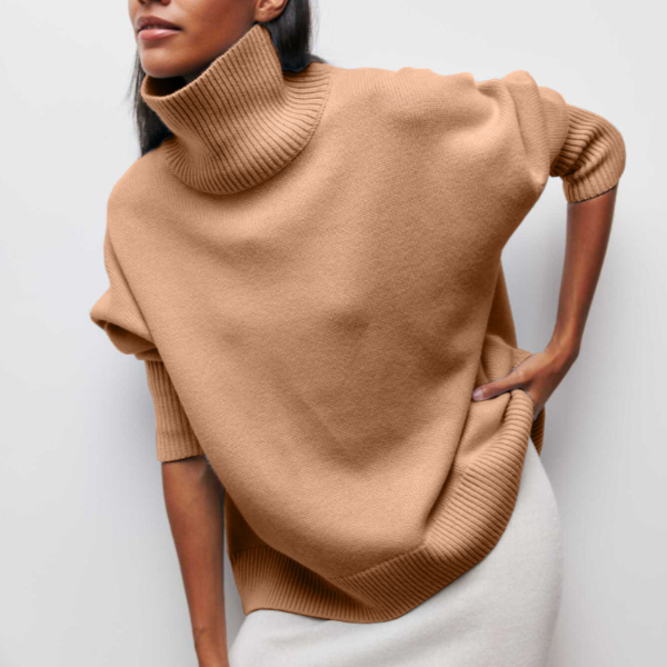 Diore | Pull en maille uni à col roulé, coupe ample et confortable