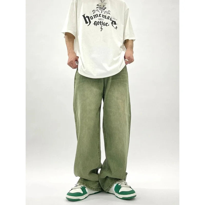 Jeans Homme Baggy Vert | Streetwear Confortable et Tendance