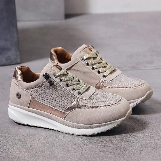 Fanny | Baskets Femme Plateforme avec Zip Latéral et Lacets, Confortables et Stylées