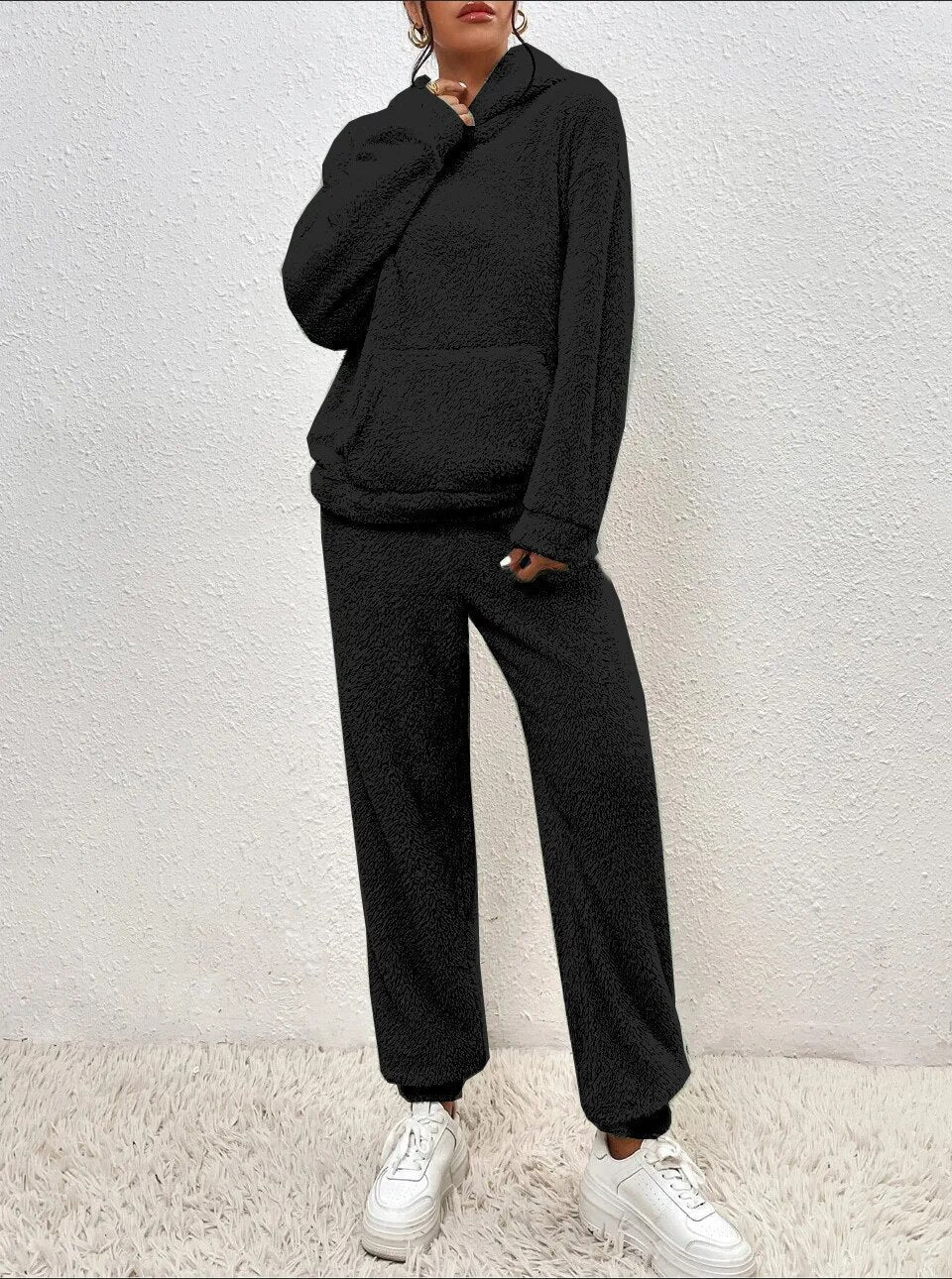 Soline | Ensemble Teddy Doux Femme avec Hoodie Chaud et Pantalon de Jogging