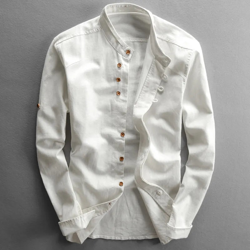 Chemise à manches longues avec col montant – Élégante, moderne & polyvalente