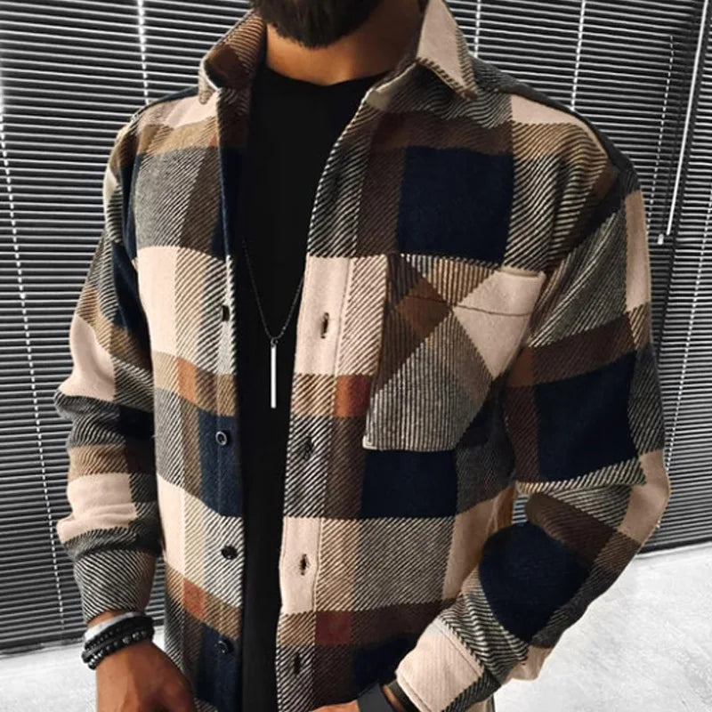 Chemise Homme Flanelle à Col Montant | Confort et Style Casual