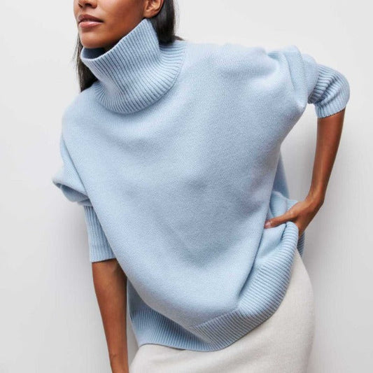 Diore | Pull en maille uni à col roulé, coupe ample et confortable