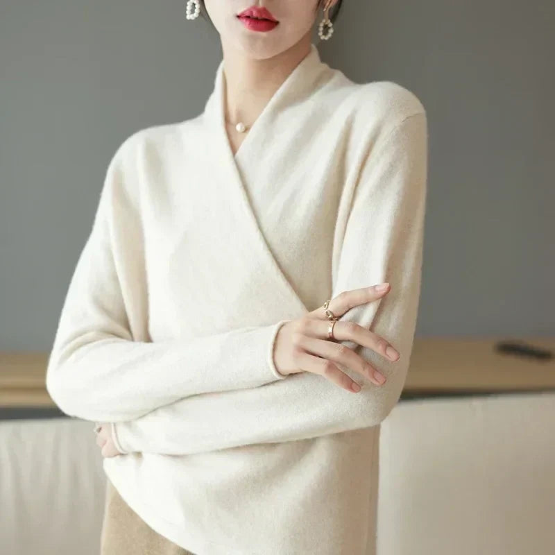 Pull cachemire croisé élégant pour femme – Doux, Raffiné & Polyvalent