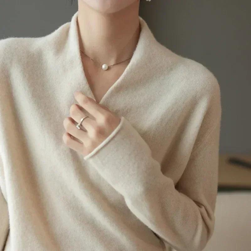 Pull cachemire croisé élégant pour femme – Doux, Raffiné & Polyvalent