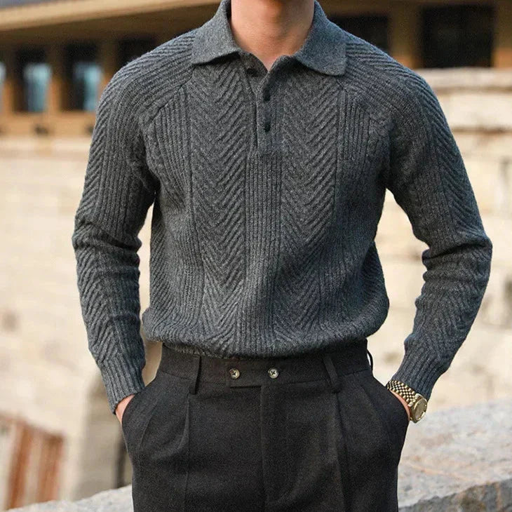 Pull en cachemire pour homme avec col polo – Chic, Doux & Confortable