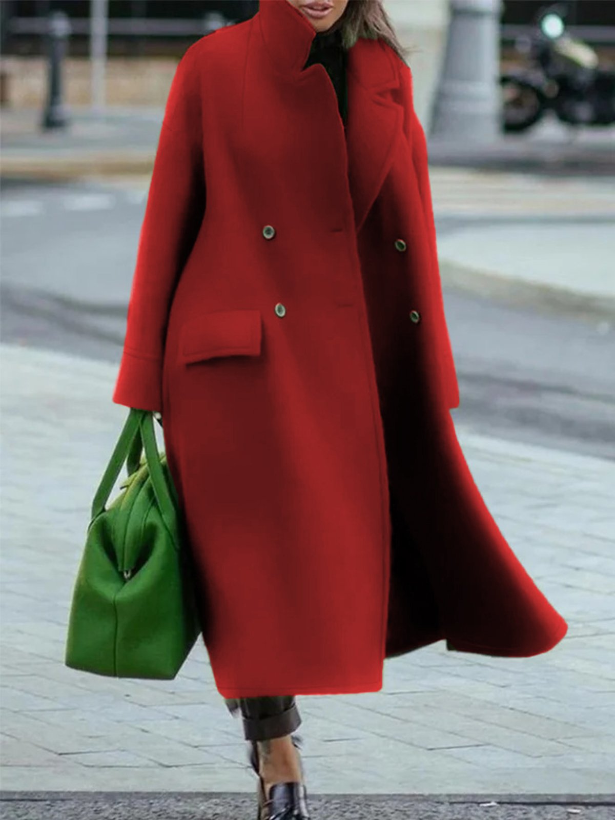 Gwenaelle | Manteau Long Femme à Double Boutonnage avec Col Classique
