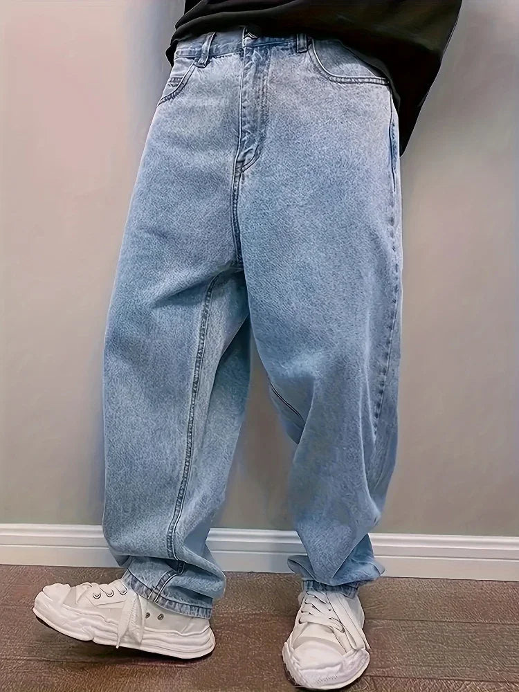 Jeans Homme Baggy | Streetwear Décontracté avec Chevilles Élastiques