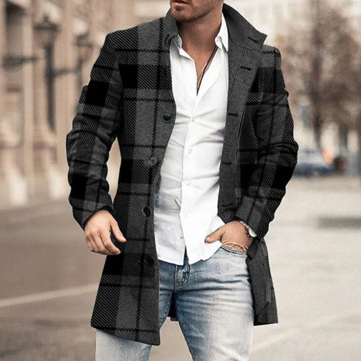 Tristan | Manteau Homme à Carreaux Style Chic avec Col Revers et Boutons